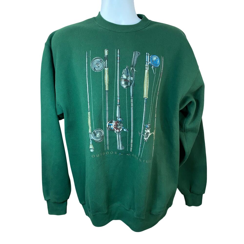 VINTAGE VAN HEUSEN Outdoor Adventures Fishing Sweater Large USA